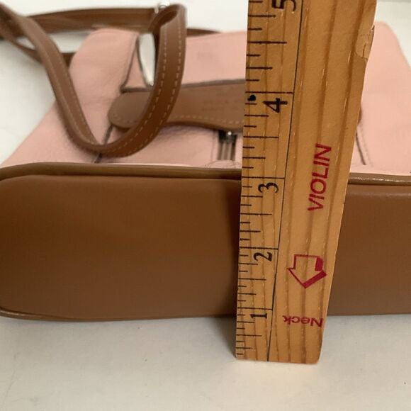 Vera Pelle Italy Pink Leather Brown Faux Leather Convertible Backpack Handbag - Picture 8 of 10